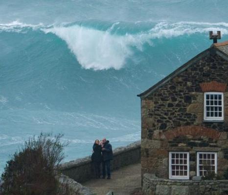 Cape Cornwall battered by Storm Ciara