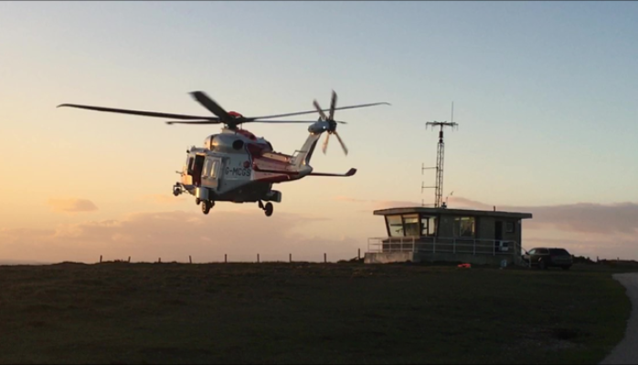 SAR Helicopter visiting NCI Hengistbury Head