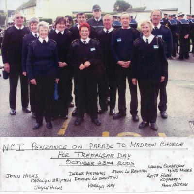 NCI Penzance watchkeepers on Trafalgar Day parade 