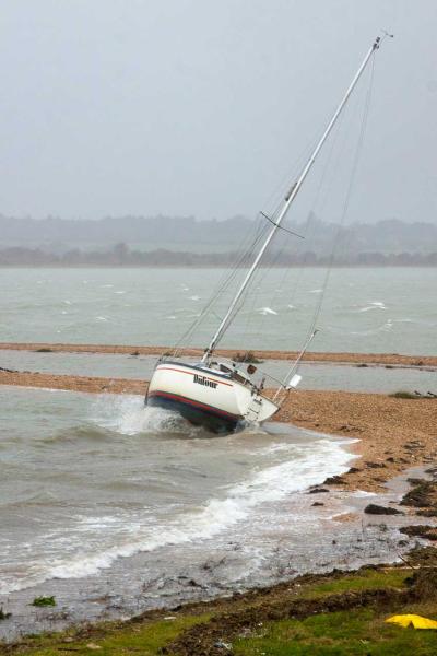 New Years Day - yacht  broke moorings and driven ashore