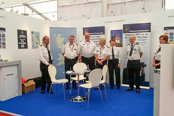 NCI Chairman Lesley Suddes meets Calshot watchkeepers at Southampton Boat Show