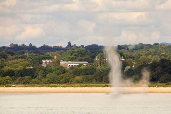 Ordnance detonated off Warsash beach viewed from the tower