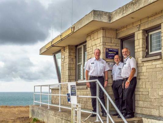 Ex-Calshot watchkeepers at the new NCI Hengistbury Head station