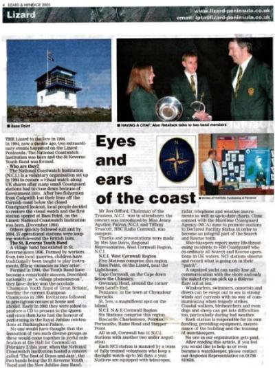 Newspaper article about the SW Cornwall stations (Lizard Peninsular News)