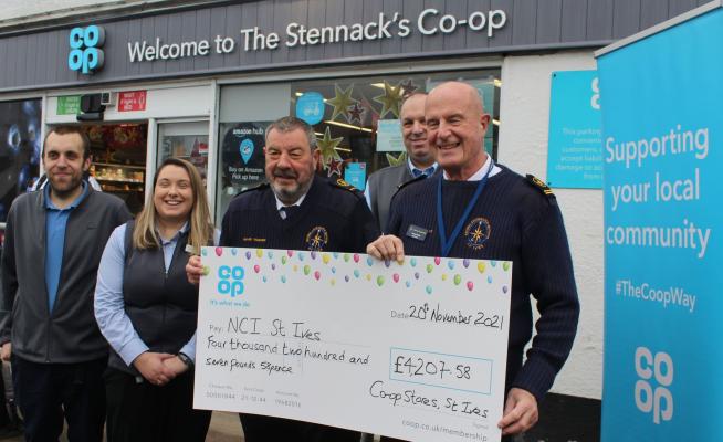 NCI St Ives receive cheque from the Co-op Community fund