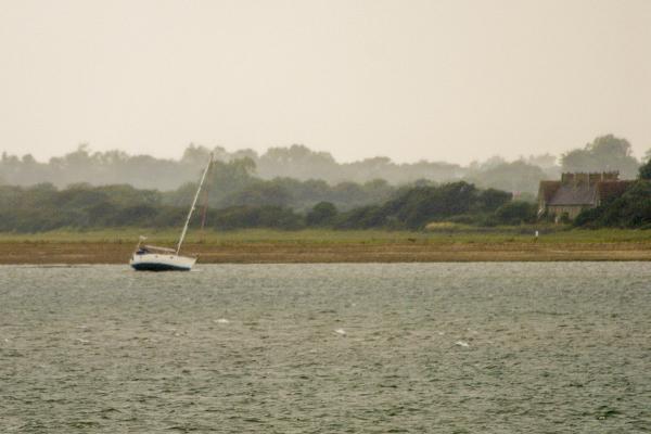 Yacht aground at Gravelly Marsh observed from the station