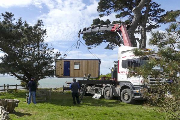 The new NCI Stone Point station unit arrives in Lepe Country Park