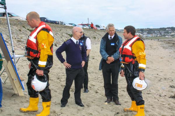 RNLI Penlee lifeboat crew and NCI Watchkeepers during "Beach Day"