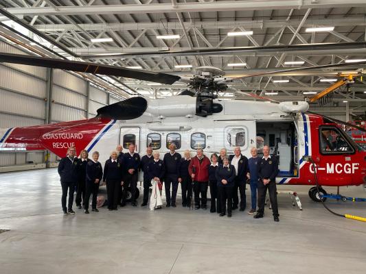Gwennap Head watchkeepers visiting Coastguard Rescue Helicopter Base