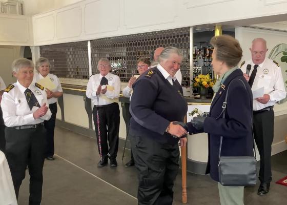 Gwennap Head watchkeeper Karin S being presented with the NCI Certificate of Merit