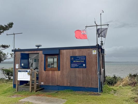 The Red Ensign flies over NCI Stone Point on Merchant Navy Day