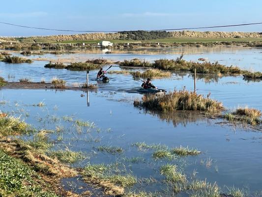 Flooded road to Brancaster beach