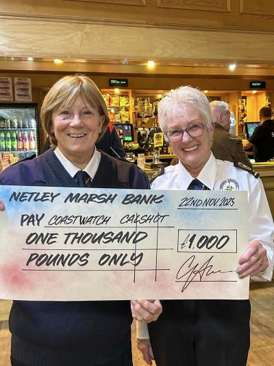 A cheque gratefully received from the Netley Marsh Steam and Craft Fair 