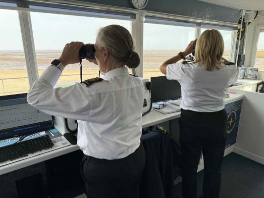 Two watch keepers keeping a careful look out over the Humber 