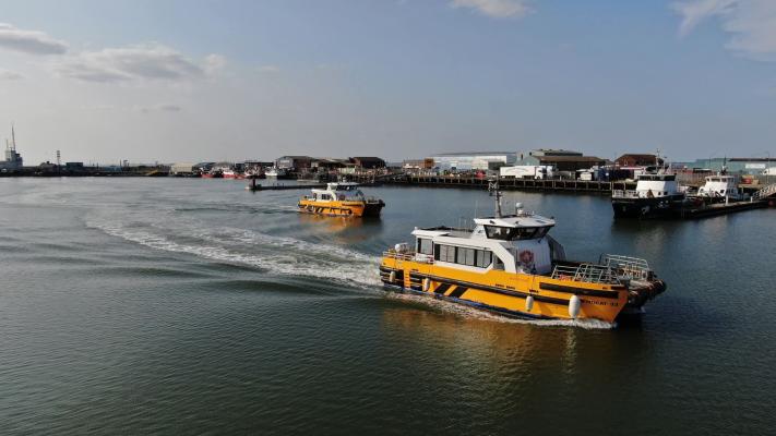 The Wincat boats pass our station frequently on their way to the offshore wind turbines 