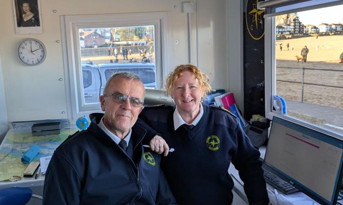 Volunteer couple Steve & Nicki Parrott on watch together 