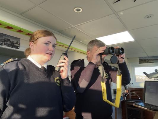 Volunteer watchkeeper trains for Royal Fleet Auxiliary.
