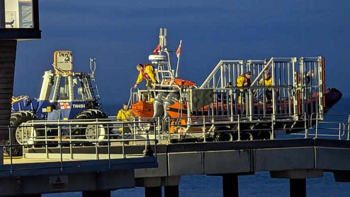 Our Cleethorpes Lifeboat launches at night