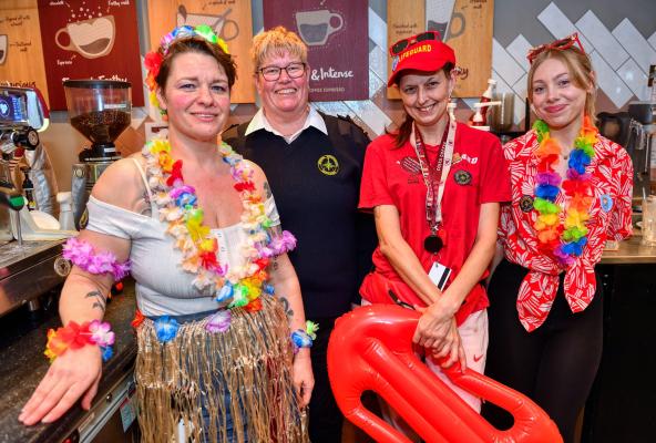 Baywatch themed fundraiser at Costa Coffee