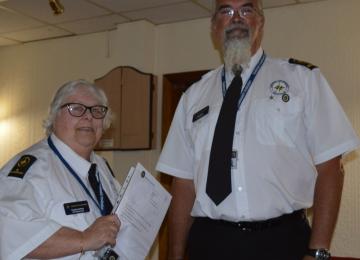 Pauline Arthey receiving 15 years  Service ice Award from Rob Druce Station Manager (Pauline was one of the founder members of NCI Mablethorpe having enrolled at NCI Ingoldmells Point in 2003).