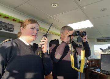 Volunteer watchkeeper trains for Royal Fleet Auxiliary.