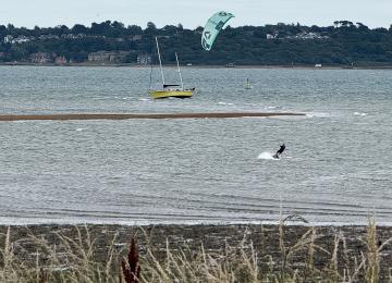 Yacht aground on Lepe Spit