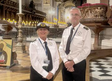 Two of our watchkeepers (Steve Parrott, Fundraising Office, right) at St Paul's Cathedral for the annual National Service for Seafarers 